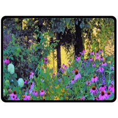 Hazy Morning Sunrise In My Rubio Garden Fleece Blanket (large)  by myrubiogarden