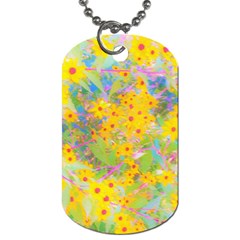 Pretty Yellow And Red Flowers With Turquoise Dog Tag (two Sides) by myrubiogarden