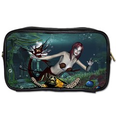 Wonderful Fmermaid With Turtle In The Deep Ocean Toiletries Bag (two Sides) by FantasyWorld7