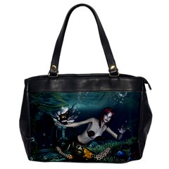 Wonderful Fmermaid With Turtle In The Deep Ocean Oversize Office Handbag by FantasyWorld7