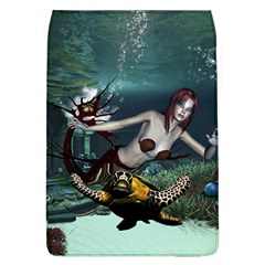 Wonderful Fmermaid With Turtle In The Deep Ocean Removable Flap Cover (l) by FantasyWorld7