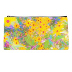 Pretty Yellow And Red Flowers With Turquoise Pencil Cases by myrubiogarden