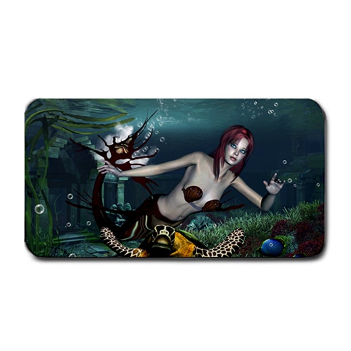 Wonderful Fmermaid With Turtle In The Deep Ocean Medium Bar Mats