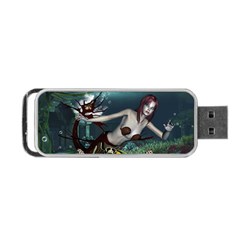 Wonderful Fmermaid With Turtle In The Deep Ocean Portable Usb Flash (two Sides) by FantasyWorld7