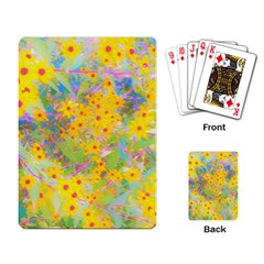 Pretty Yellow And Red Flowers With Turquoise Playing Cards Single Design by myrubiogarden