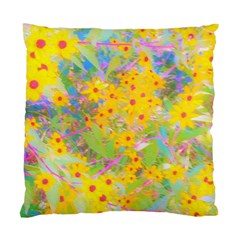 Pretty Yellow And Red Flowers With Turquoise Standard Cushion Case (one Side) by myrubiogarden