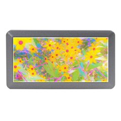 Pretty Yellow And Red Flowers With Turquoise Memory Card Reader (mini) by myrubiogarden