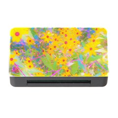 Pretty Yellow And Red Flowers With Turquoise Memory Card Reader With Cf by myrubiogarden