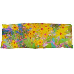 Pretty Yellow And Red Flowers With Turquoise Body Pillow Case Dakimakura (two Sides) by myrubiogarden