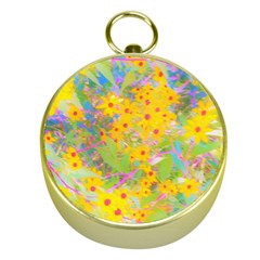 Pretty Yellow And Red Flowers With Turquoise Gold Compasses by myrubiogarden