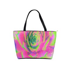 Lime Green And Pink Succulent Sedum Rosette Classic Shoulder Handbag by myrubiogarden