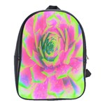 Lime Green And Pink Succulent Sedum Rosette School Bag (Large) Front