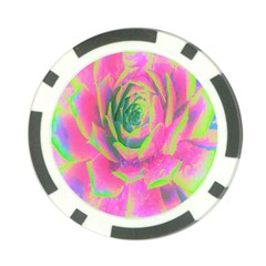 Lime Green And Pink Succulent Sedum Rosette Poker Chip Card Guard by myrubiogarden