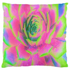 Lime Green And Pink Succulent Sedum Rosette Standard Flano Cushion Case (one Side) by myrubiogarden