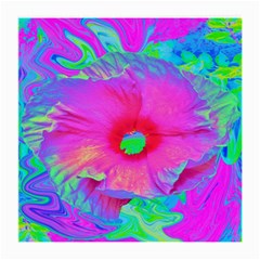 Psychedelic Pink And Red Hibiscus Flower Medium Glasses Cloth (2-side) by myrubiogarden