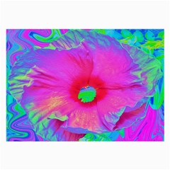 Psychedelic Pink And Red Hibiscus Flower Large Glasses Cloth by myrubiogarden