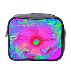 Psychedelic Pink And Red Hibiscus Flower Mini Toiletries Bag (two Sides) by myrubiogarden