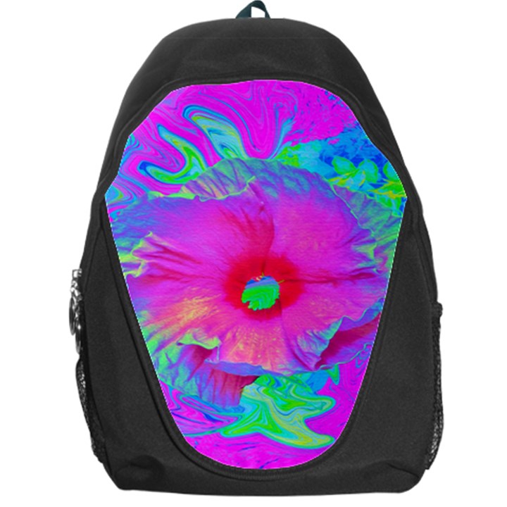 Psychedelic Pink And Red Hibiscus Flower Backpack Bag