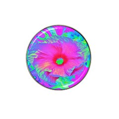 Psychedelic Pink And Red Hibiscus Flower Hat Clip Ball Marker (4 Pack) by myrubiogarden