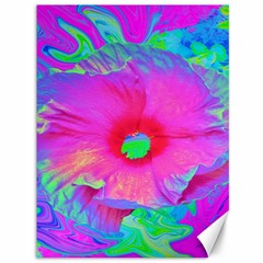 Psychedelic Pink And Red Hibiscus Flower Canvas 36  X 48  by myrubiogarden