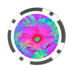 Psychedelic Pink And Red Hibiscus Flower Poker Chip Card Guard by myrubiogarden