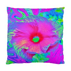 Psychedelic Pink And Red Hibiscus Flower Standard Cushion Case (two Sides) by myrubiogarden