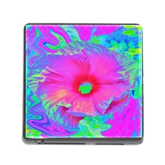 Psychedelic Pink And Red Hibiscus Flower Memory Card Reader (square 5 Slot) by myrubiogarden