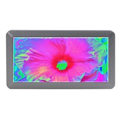 Psychedelic Pink And Red Hibiscus Flower Memory Card Reader (mini) by myrubiogarden