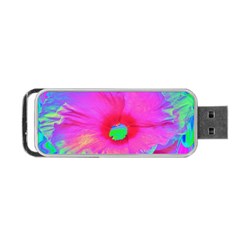 Psychedelic Pink And Red Hibiscus Flower Portable Usb Flash (one Side) by myrubiogarden