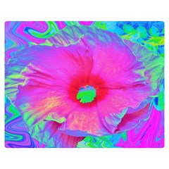 Psychedelic Pink And Red Hibiscus Flower Double Sided Flano Blanket (medium)  by myrubiogarden