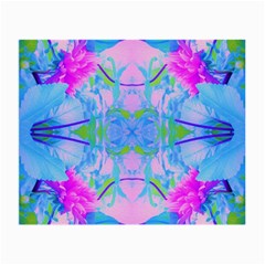 Pink And Purple Dahlia On Blue Pattern Small Glasses Cloth by myrubiogarden