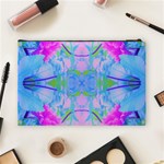 Pink And Purple Dahlia On Blue Pattern Cosmetic Bag (Large) Back