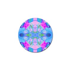 Pink And Purple Dahlia On Blue Pattern Golf Ball Marker (4 Pack) by myrubiogarden