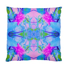 Pink And Purple Dahlia On Blue Pattern Standard Cushion Case (one Side) by myrubiogarden