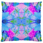 Pink And Purple Dahlia On Blue Pattern Large Cushion Case (Two Sides) Front