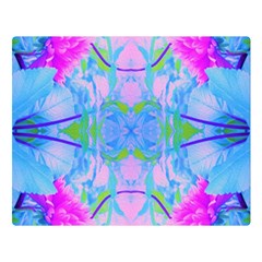 Pink And Purple Dahlia On Blue Pattern Double Sided Flano Blanket (large)  by myrubiogarden