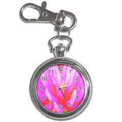 Fiery Hot Pink And Yellow Cactus Dahlia Flower Key Chain Watches by myrubiogarden