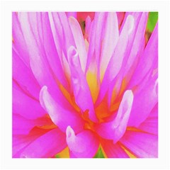 Fiery Hot Pink And Yellow Cactus Dahlia Flower Medium Glasses Cloth by myrubiogarden