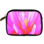 Fiery Hot Pink And Yellow Cactus Dahlia Flower Digital Camera Leather Case Front