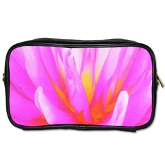 Fiery Hot Pink And Yellow Cactus Dahlia Flower Toiletries Bag (one Side) by myrubiogarden