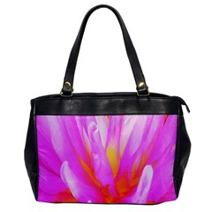 Fiery Hot Pink And Yellow Cactus Dahlia Flower Oversize Office Handbag by myrubiogarden