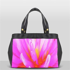 Fiery Hot Pink And Yellow Cactus Dahlia Flower Oversize Office Handbag (2 Sides) by myrubiogarden