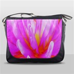 Fiery Hot Pink And Yellow Cactus Dahlia Flower Messenger Bag Front