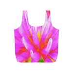 Fiery Hot Pink And Yellow Cactus Dahlia Flower Full Print Recycle Bag (S) Front