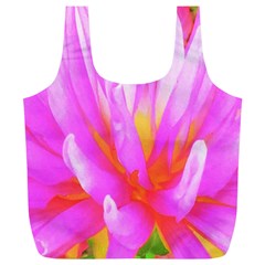 Fiery Hot Pink And Yellow Cactus Dahlia Flower Full Print Recycle Bag (xl) by myrubiogarden