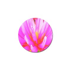 Fiery Hot Pink And Yellow Cactus Dahlia Flower Golf Ball Marker (10 Pack) by myrubiogarden