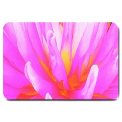 Fiery Hot Pink And Yellow Cactus Dahlia Flower Large Doormat  by myrubiogarden