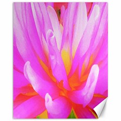 Fiery Hot Pink And Yellow Cactus Dahlia Flower Canvas 11  X 14  by myrubiogarden