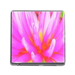 Fiery Hot Pink And Yellow Cactus Dahlia Flower Memory Card Reader (square 5 Slot) by myrubiogarden