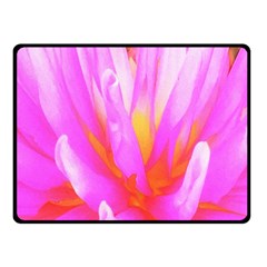 Fiery Hot Pink And Yellow Cactus Dahlia Flower Double Sided Fleece Blanket (small)  by myrubiogarden